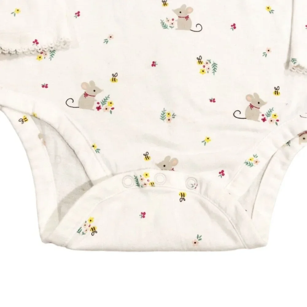 John Lewis 12-18m Mouse Bee Floral Collared Bodysuit Onesie